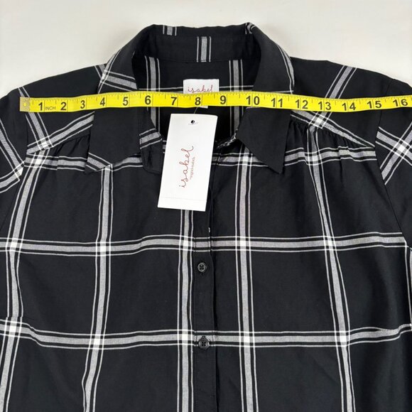 Isabel by Ingrid and Isabel Button Down Checked Long Sleeve Shirt Women's S - Picture 9 of 13
